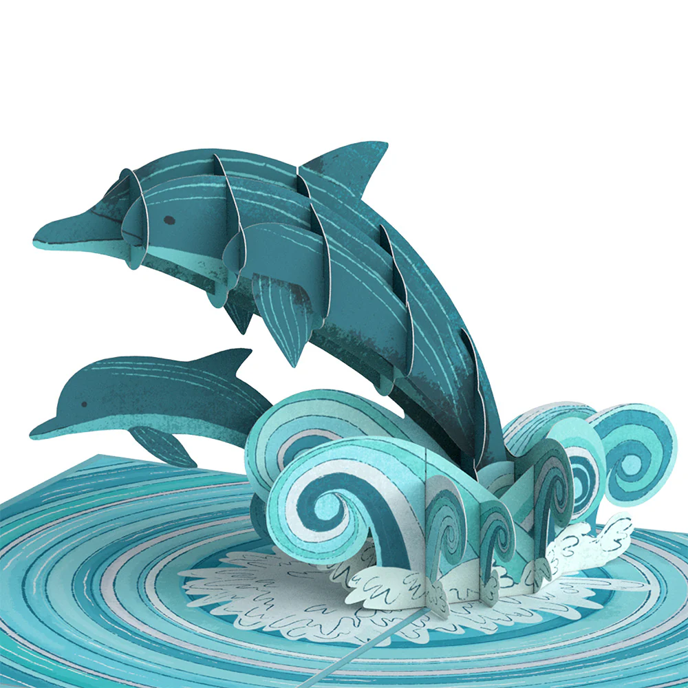 Playful Dolphins Retirement Pop-Up Card and Sentiment Set - Image 3