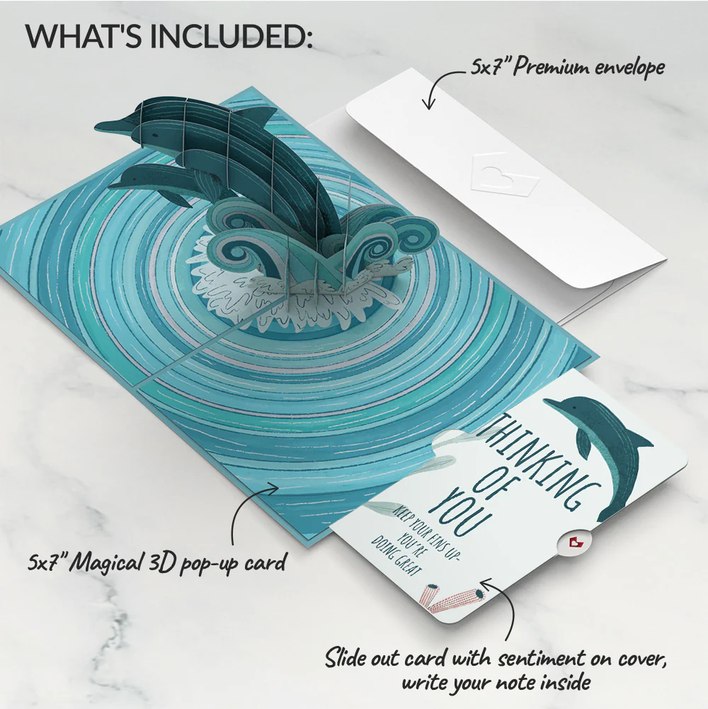 Playful Dolphins Thinking of You Pop-Up Card and Sentiment Set - Image 2