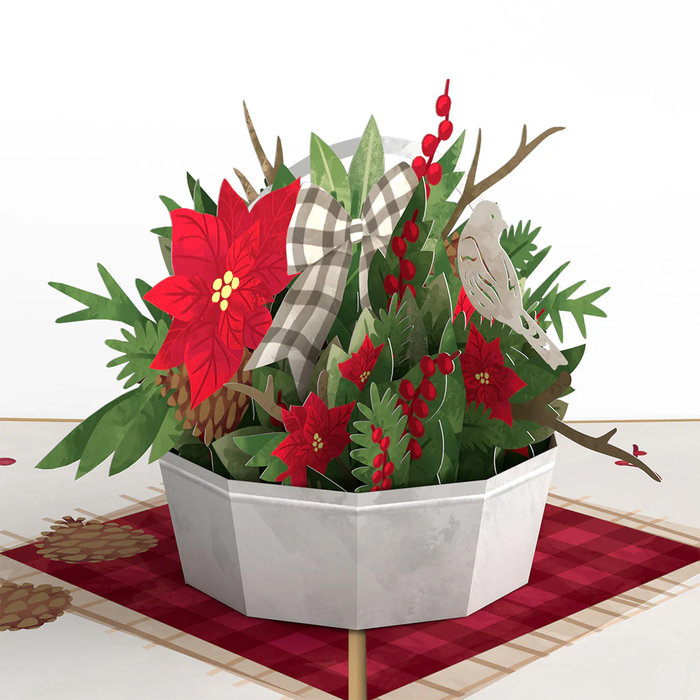 Poinsettia Flower Basket Pop-Up Card - Image 2