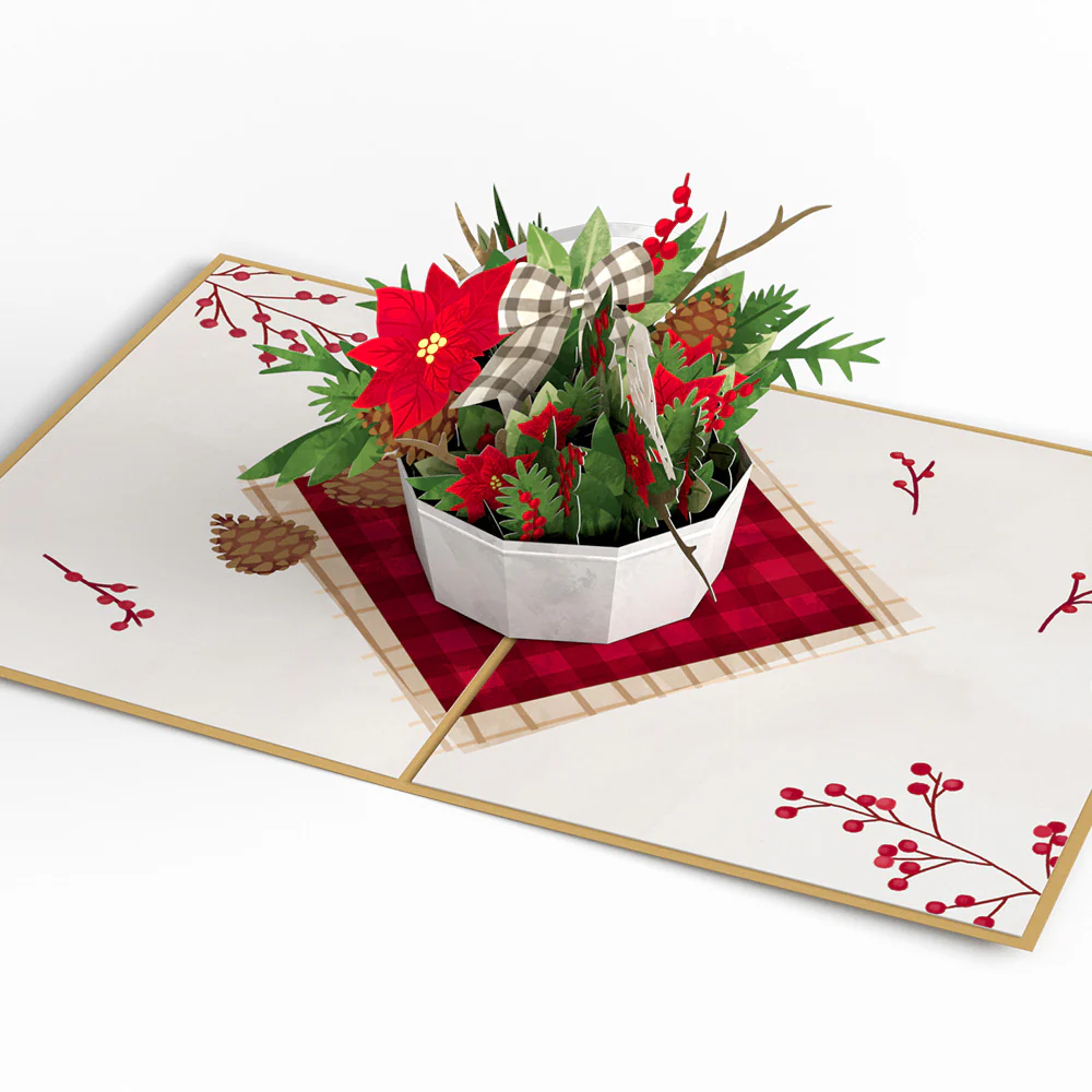 Poinsettia Flower Basket Pop-Up Card - Image 3