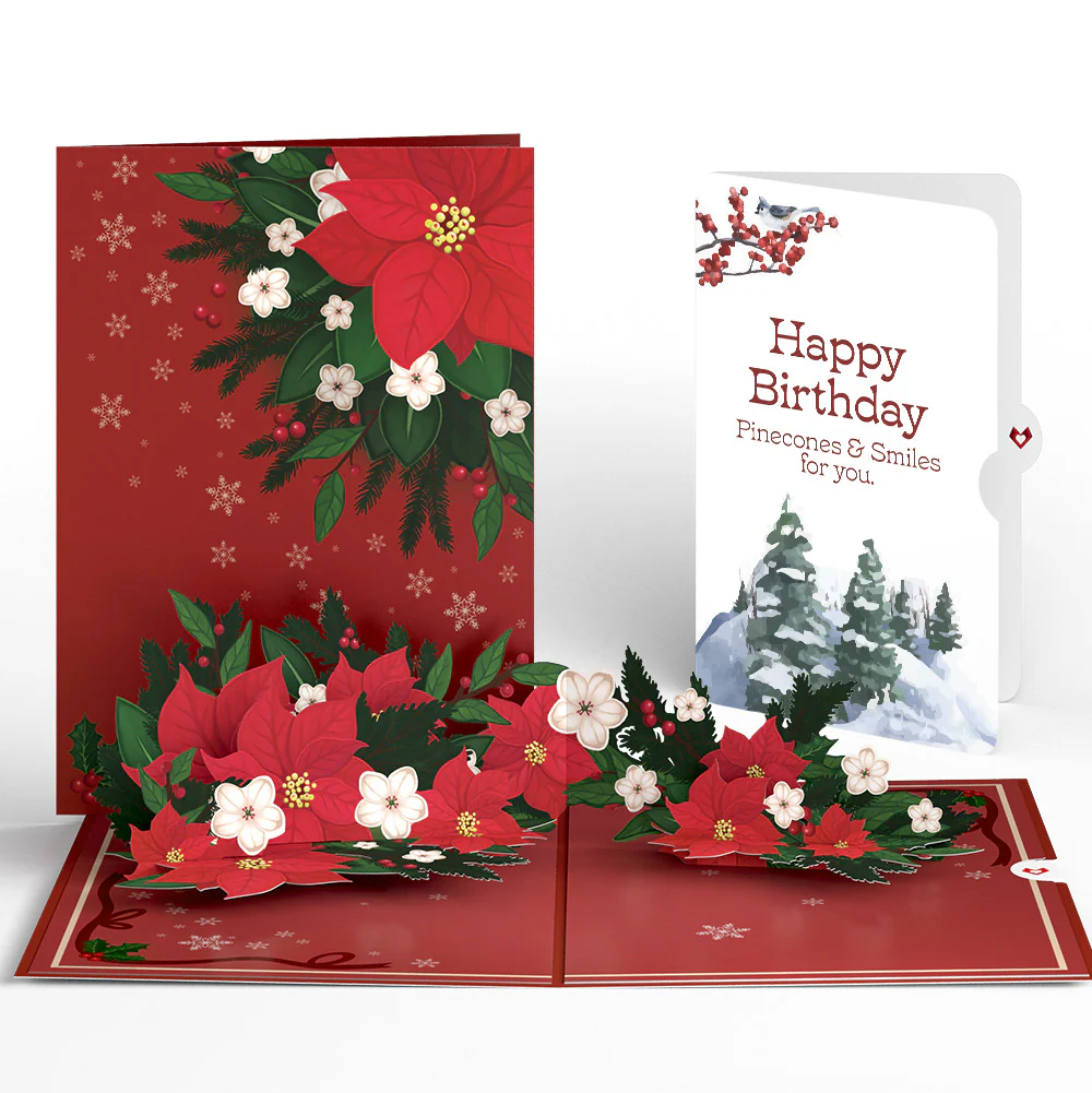 Poinsettia & Pine Birthday Pop-Up Card and Sentiment Set