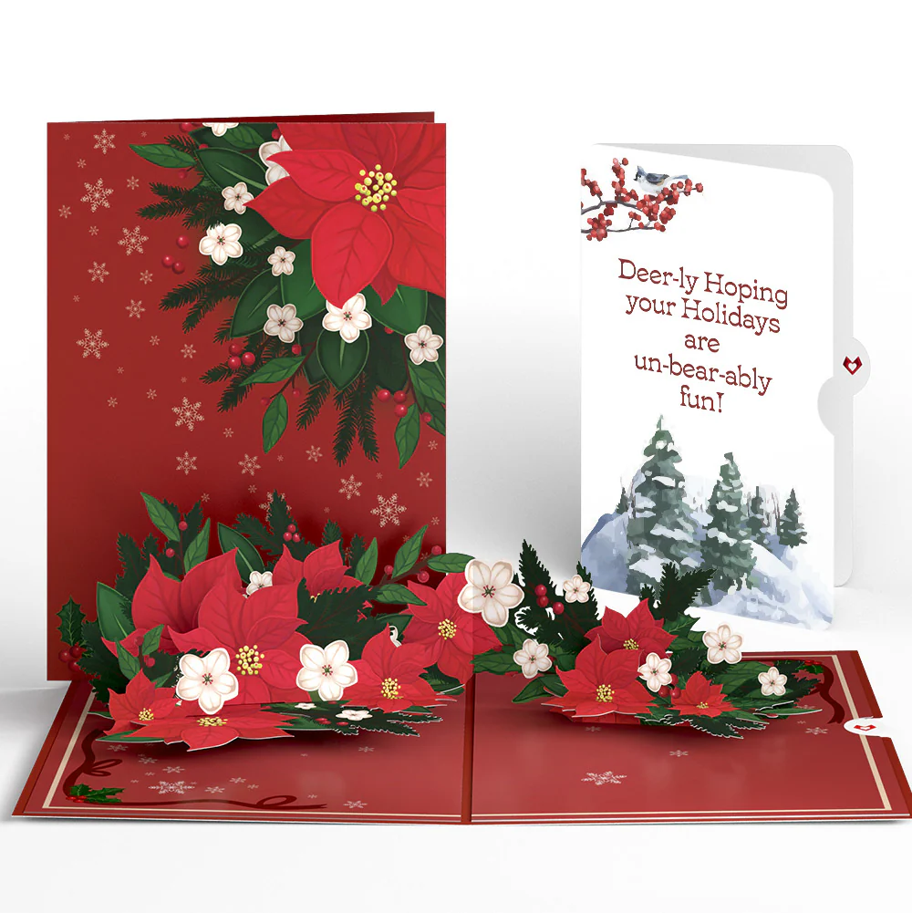 Poinsettia & Pine Christmas Pop-Up Card and Sentiment Set