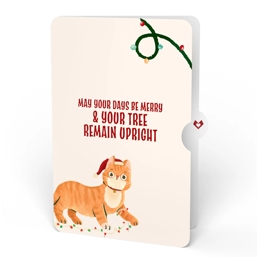 Poinsettia Shimmer Christmas Suncatcher Bouquet and Funny Cat Sentiment Set - Image 4