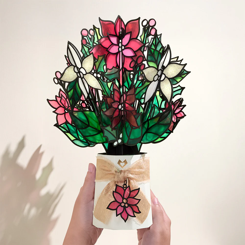 Poinsettia Shimmer Suncatcher Bouquet - Image 3