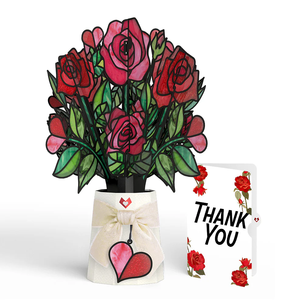 Radiant Rose Thank You Suncatcher Bouquet and Sentiment Set