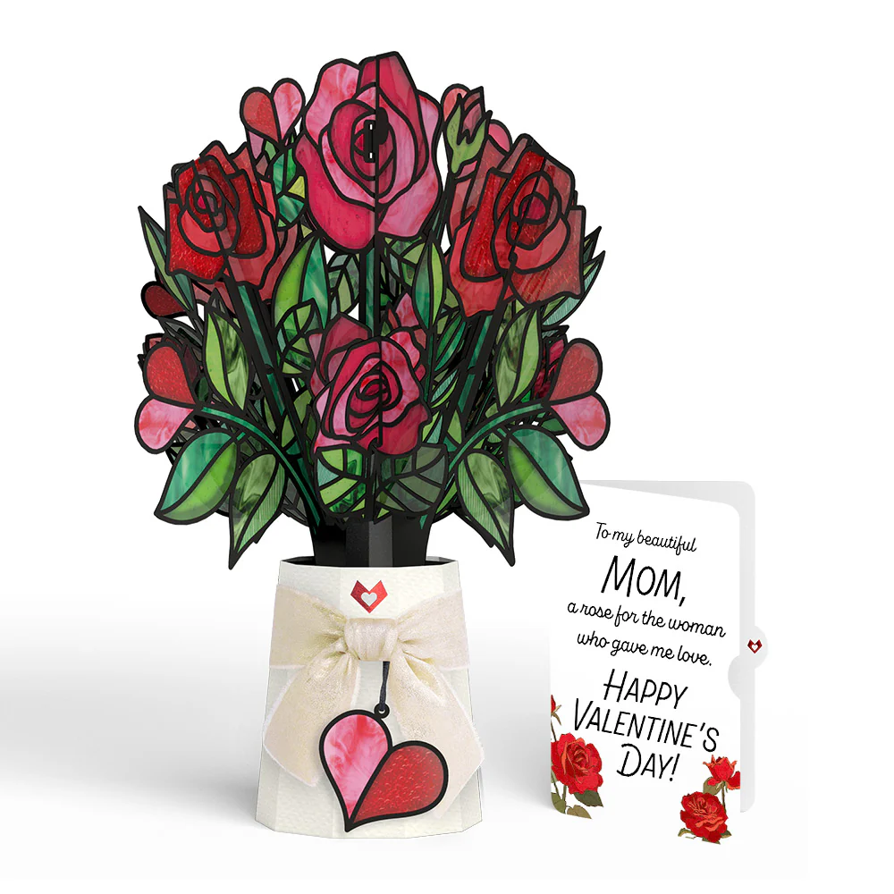 Radiant Rose Valentine Suncatcher Bouquet and Sentiment Set for Mom
