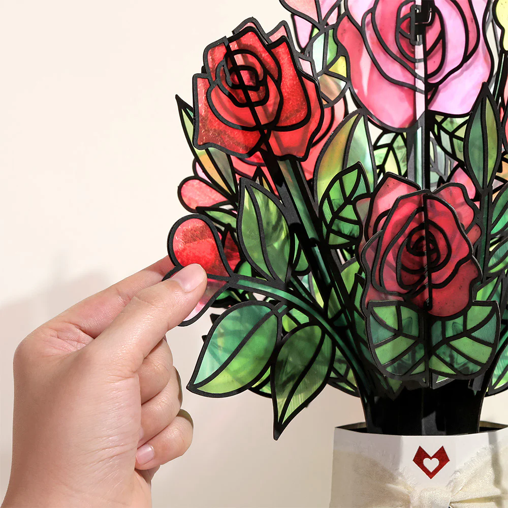 Radiant Rose Valentine Suncatcher Bouquet and Sentiment Set for Sister - Image 3
