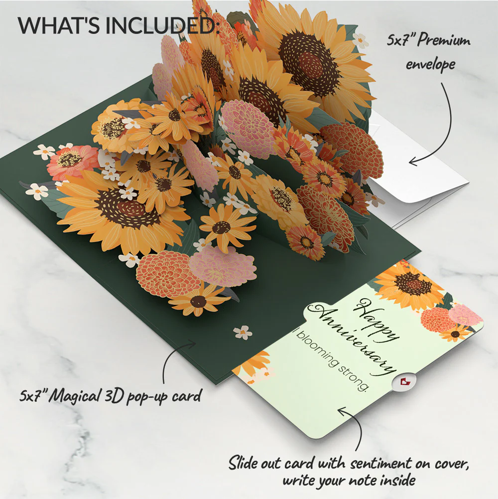Radiant Sunflowers Anniversary Pop-Up Card and Sentiment Set - Image 2