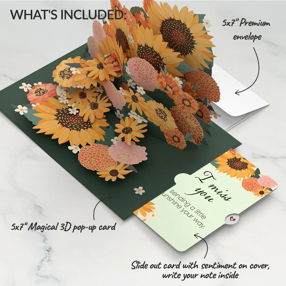 Radiant Sunflowers Miss You Pop-Up Card and Sentiment Set - Image 2