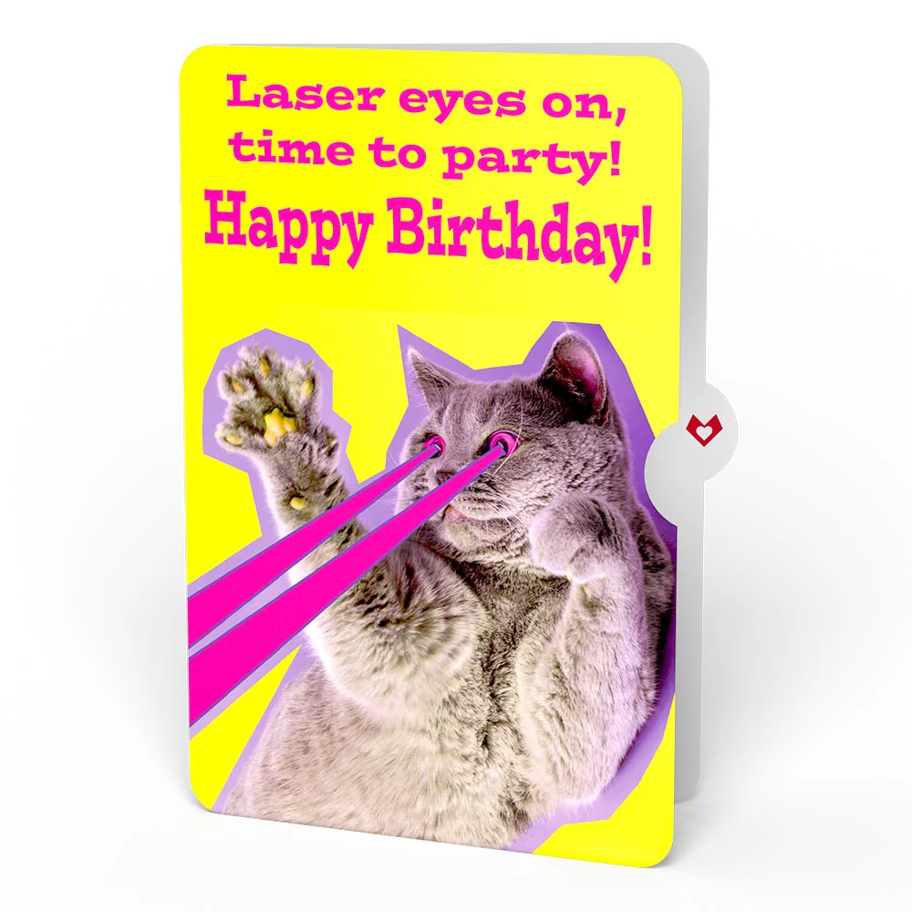 Rainbow Bear with Cat Laser Eyes Birthday Plushpop Card and Sentiment Set - Image 4