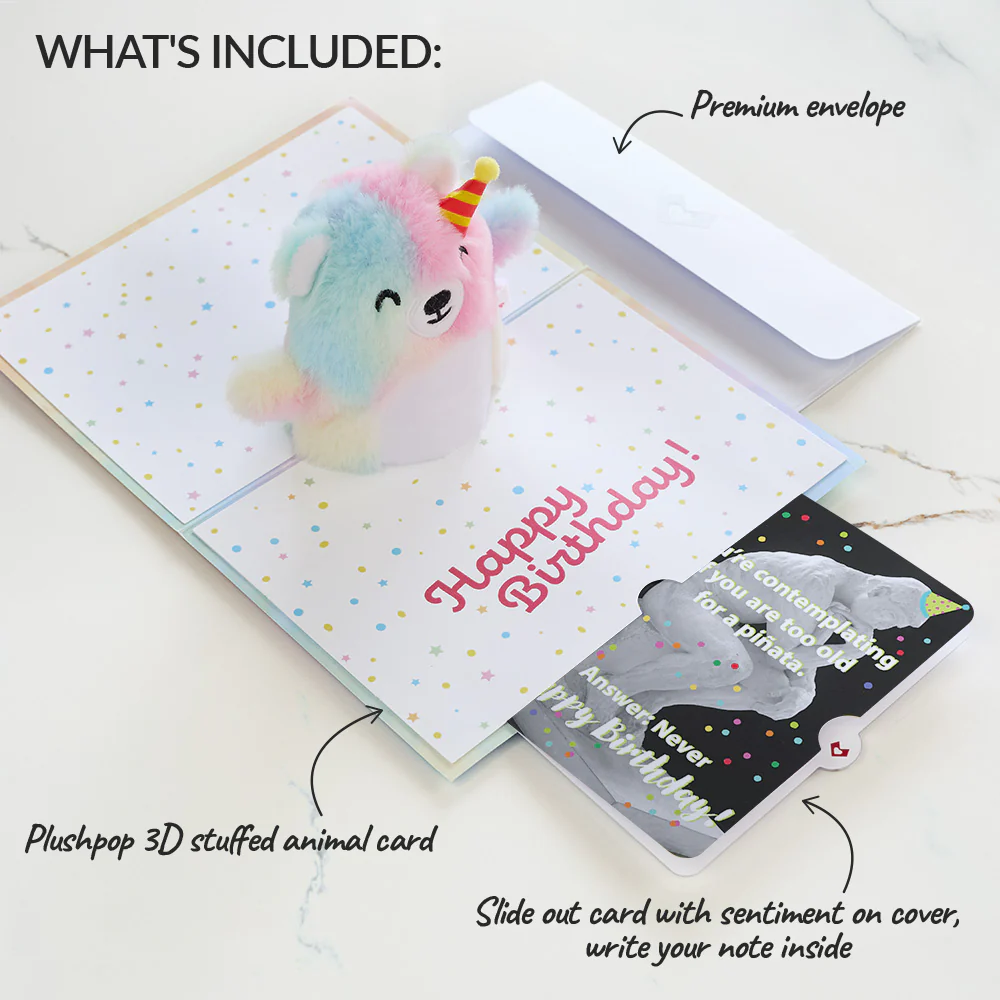 Rainbow Bear with The Thinker Birthday Plushpop Card and Sentiment Set - Image 2