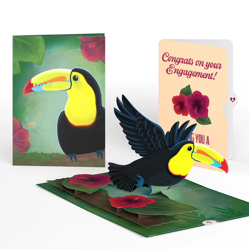 Rainforest Toucan Engagement Pop-Up Card and Hibiscus Sentiment Set