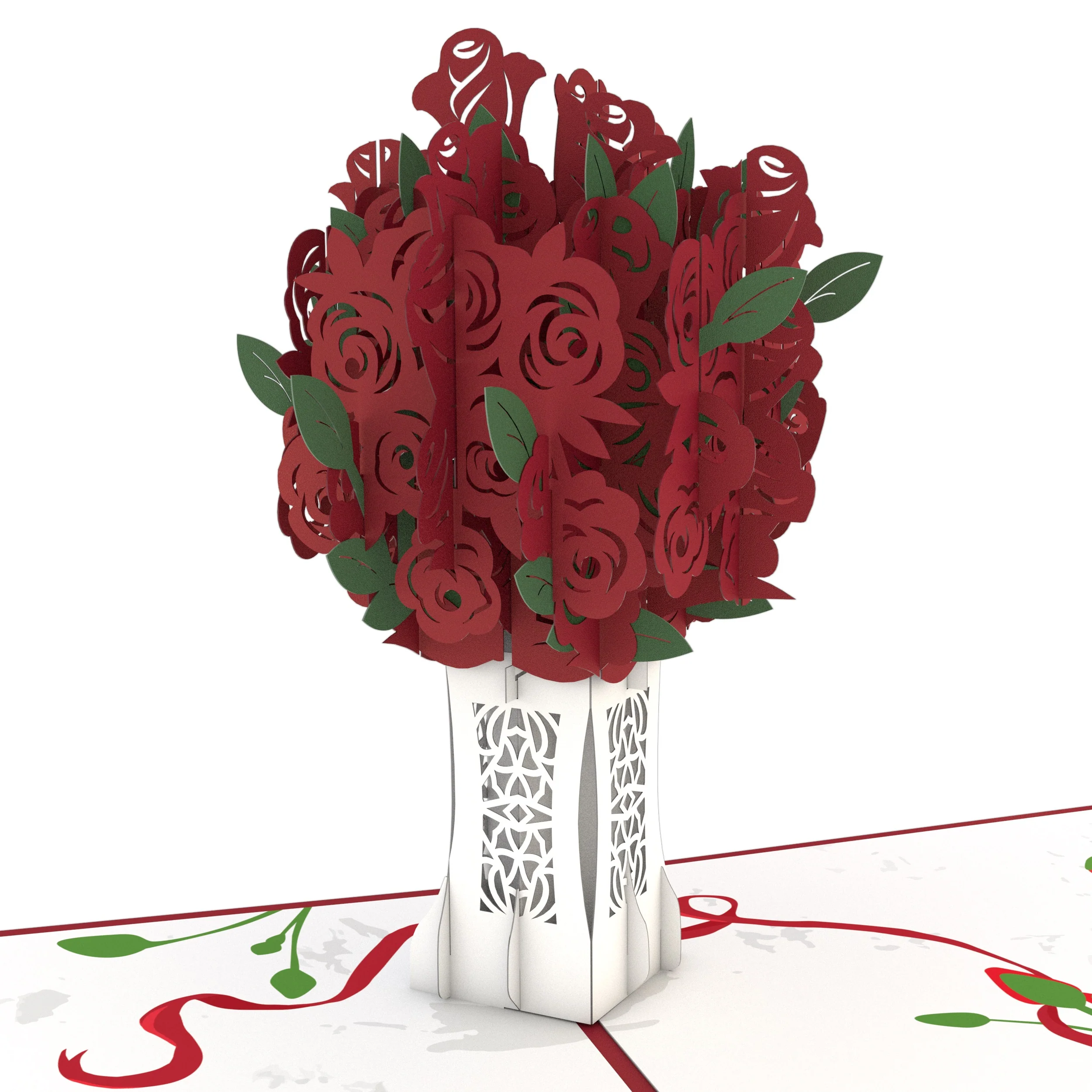 Red Rose Arrangement Pop-Up Card - Image 2