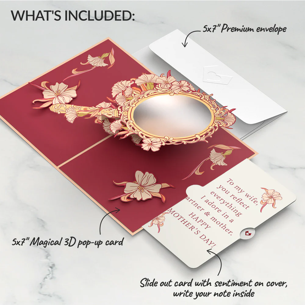 Reflection of Love and Support Mirror Mother's Day Pop-Up Card and Sentiment Set for Wife - Image 2