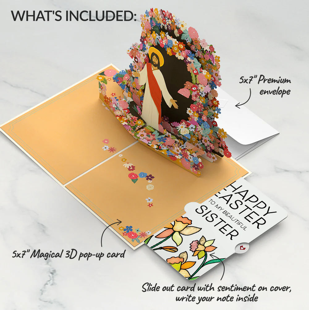 Resurrection of Jesus Easter Pop-Up Card and Sentiment Set for Sister - Image 2