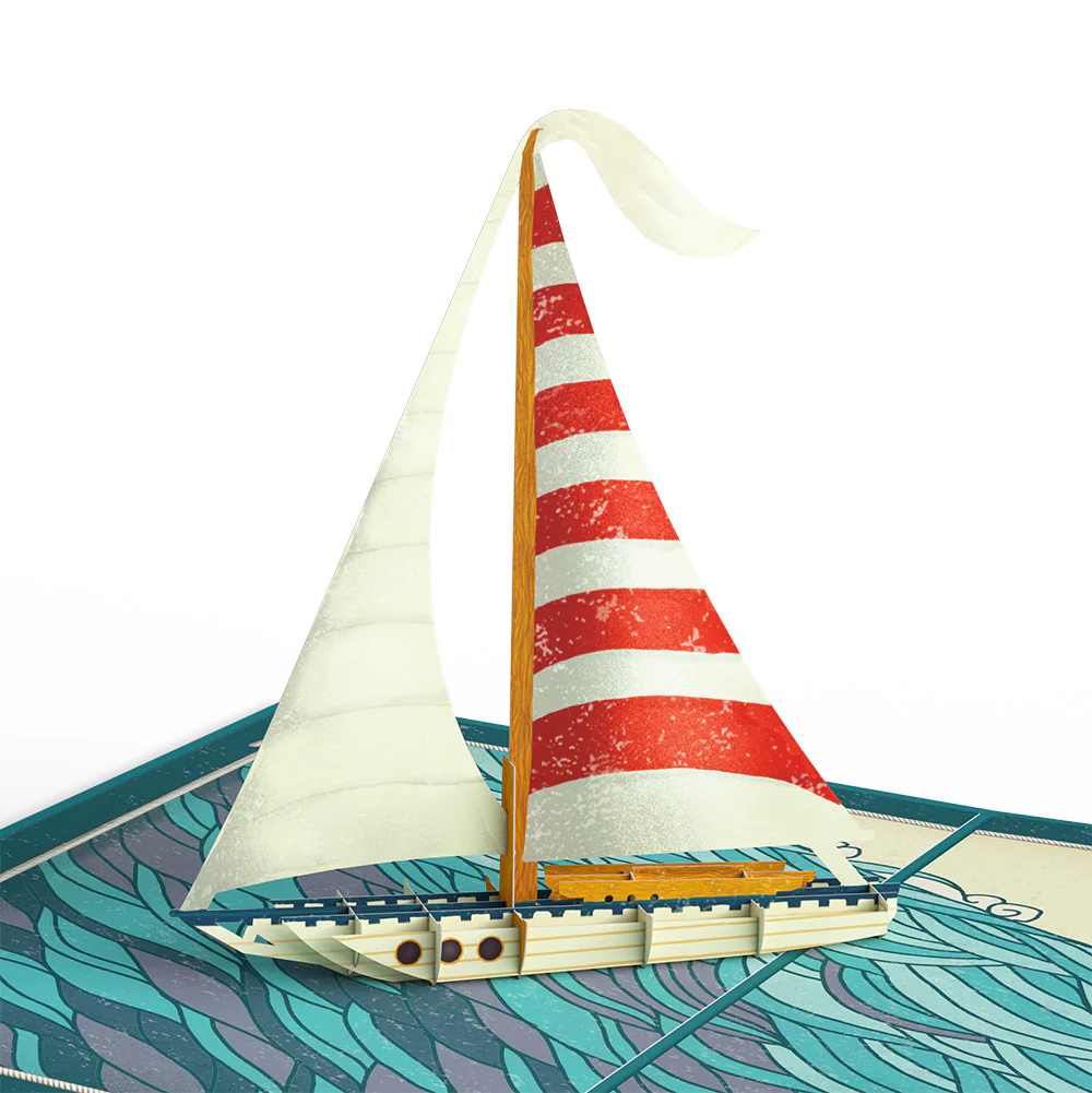 Sailboat on the Horizon Valentine Pop-Up Card and Sentiment Set for Fiancé - Image 3