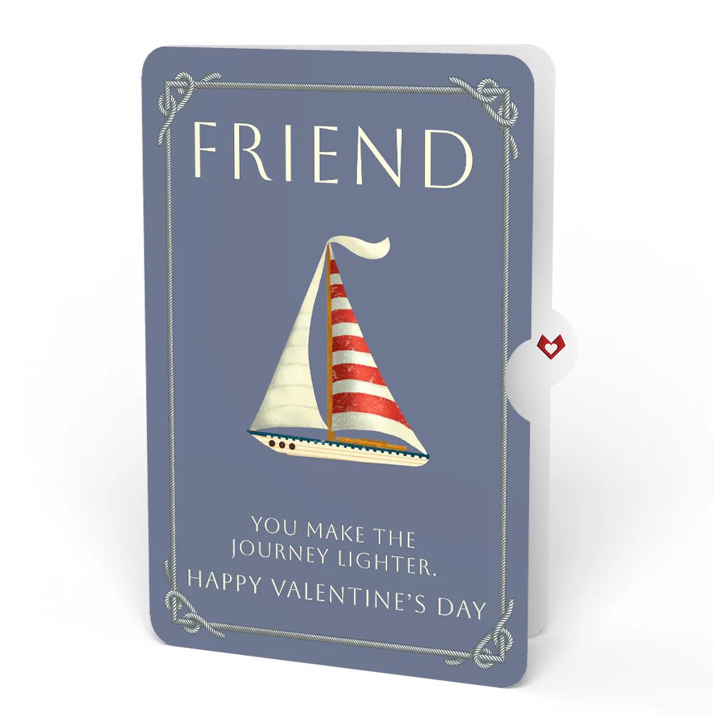 Sailboat on the Horizon Valentine Pop-Up Card and Sentiment Set for Friend - Image 4
