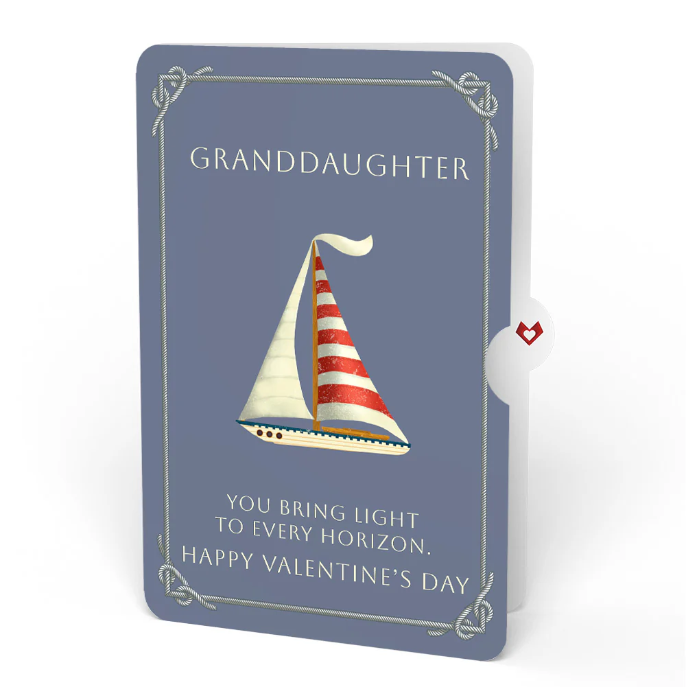 Sailboat on the Horizon Valentine Pop-Up Card and Sentiment Set for Granddaughter - Image 4