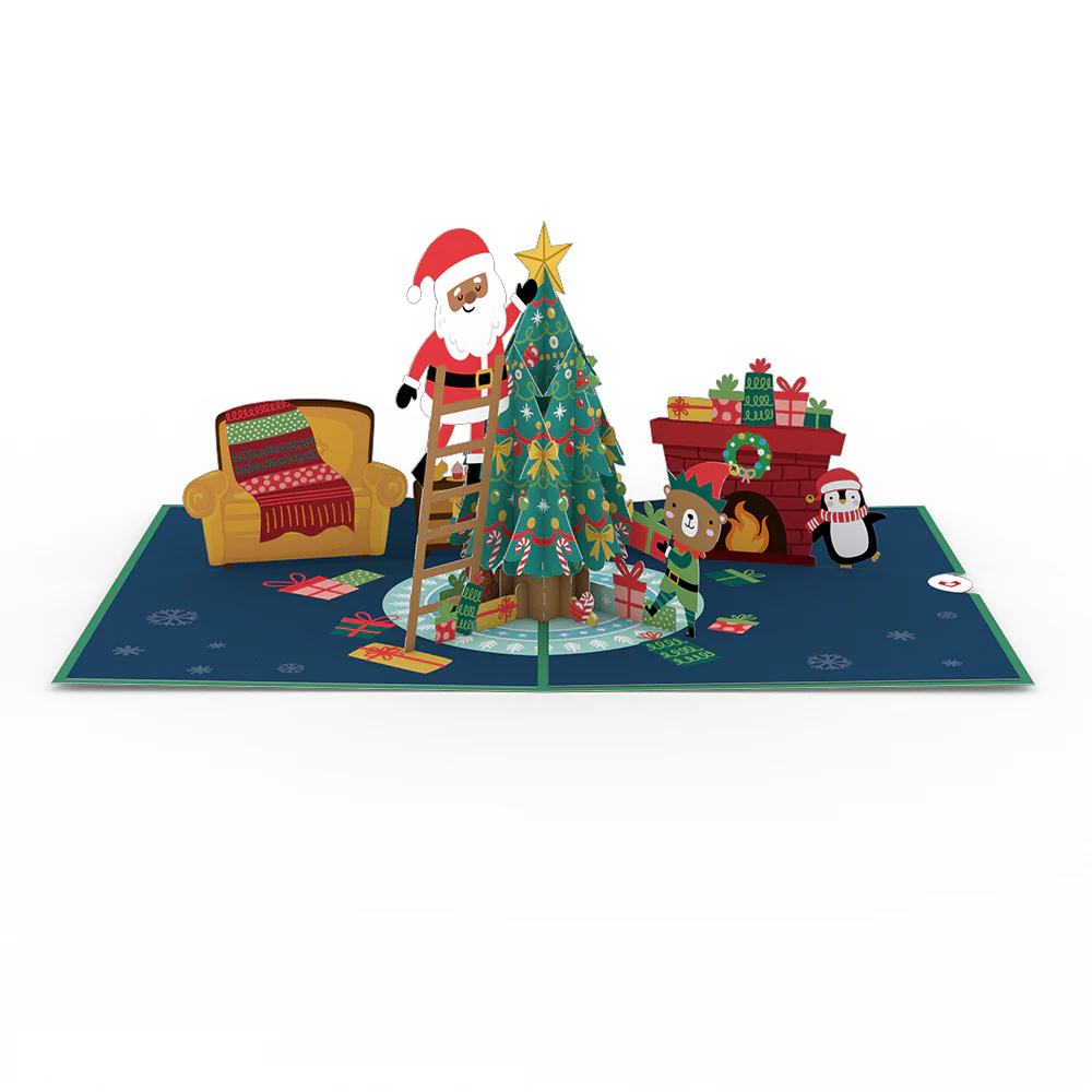 Santa Decorating a Christmas Tree Pop-Up Card - Image 3