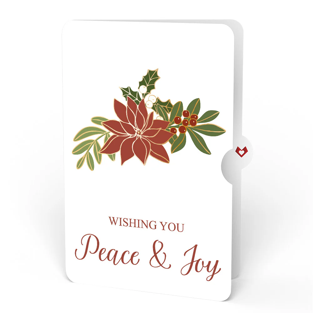 Season's Greetings Poinsettia Wreath Pop-Up Card and Peace & Joy Sentiment Set - Image 4