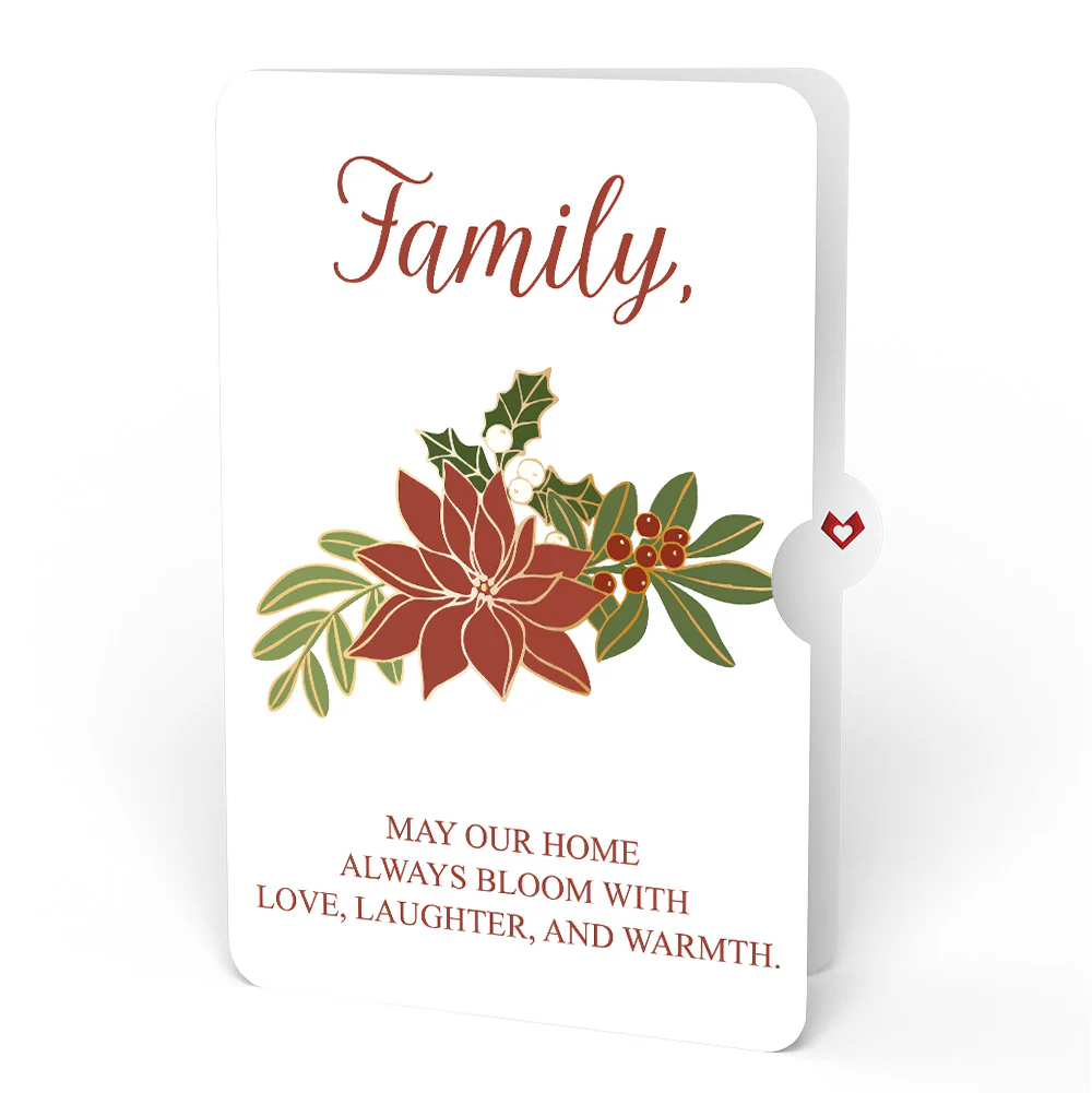 Season's Greetings Poinsettia Wreath Pop-Up Card and Blooming Love Sentiment Set for Family - Image 4