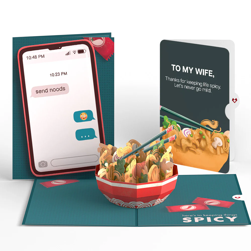Send Noods Spicy Love Pop-Up Card and Sentiment Set for Wife