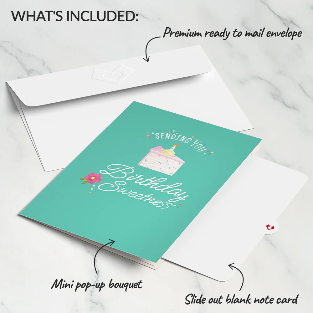 Sending You Birthday Sweetness Card with Mini Bouquet - Image 4
