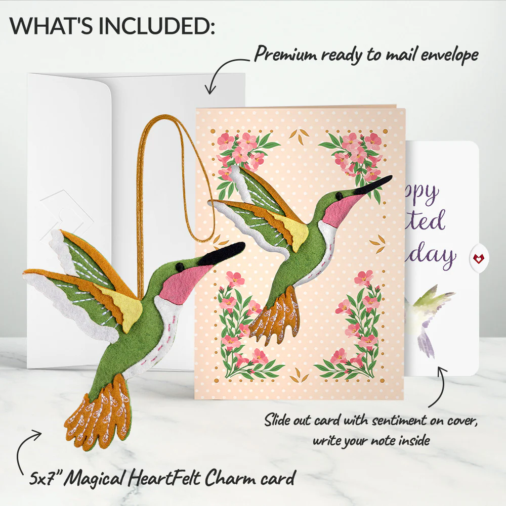 Serene Hummingbird Belated Birthday HeartFelt Charm Card™ and Sentiment Set - Image 2