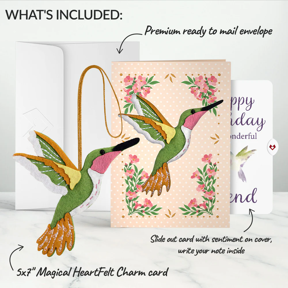 Serene Hummingbird Birthday HeartFelt Charm Card™ and Sentiment Set for Friend - Image 2