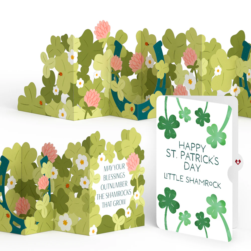 Shamrock Blessings St. Patrick’s Day Loooooong Card™ (Expands to 2 feet) and Sentiment Set