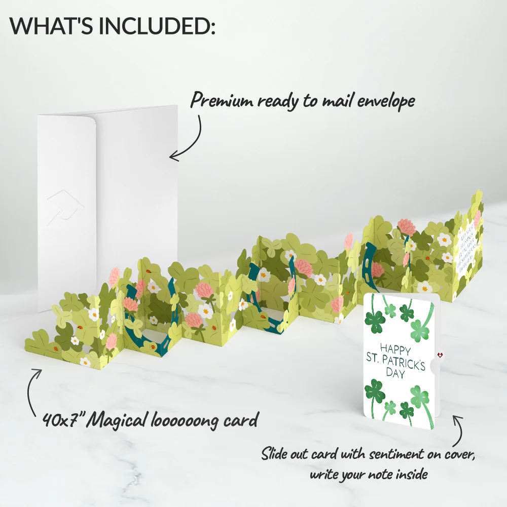 Shamrock Blessings St. Patrick’s Day Loooooong Card™ (Expands to 2 feet) and Shamrock Sprigs Sentiment Set - Image 2