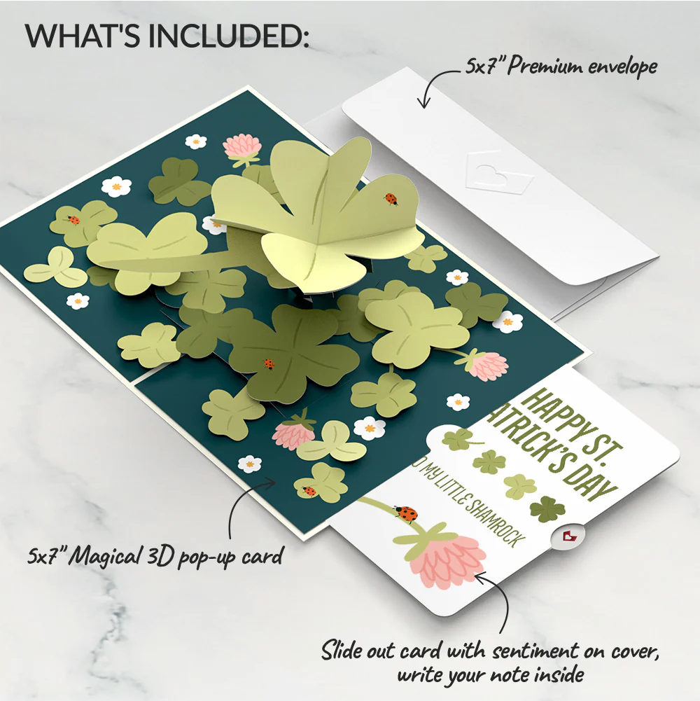 Shamrock Fields St. Patrick’s Day Pop-Up Card and Sentiment Set for Kid - Image 2