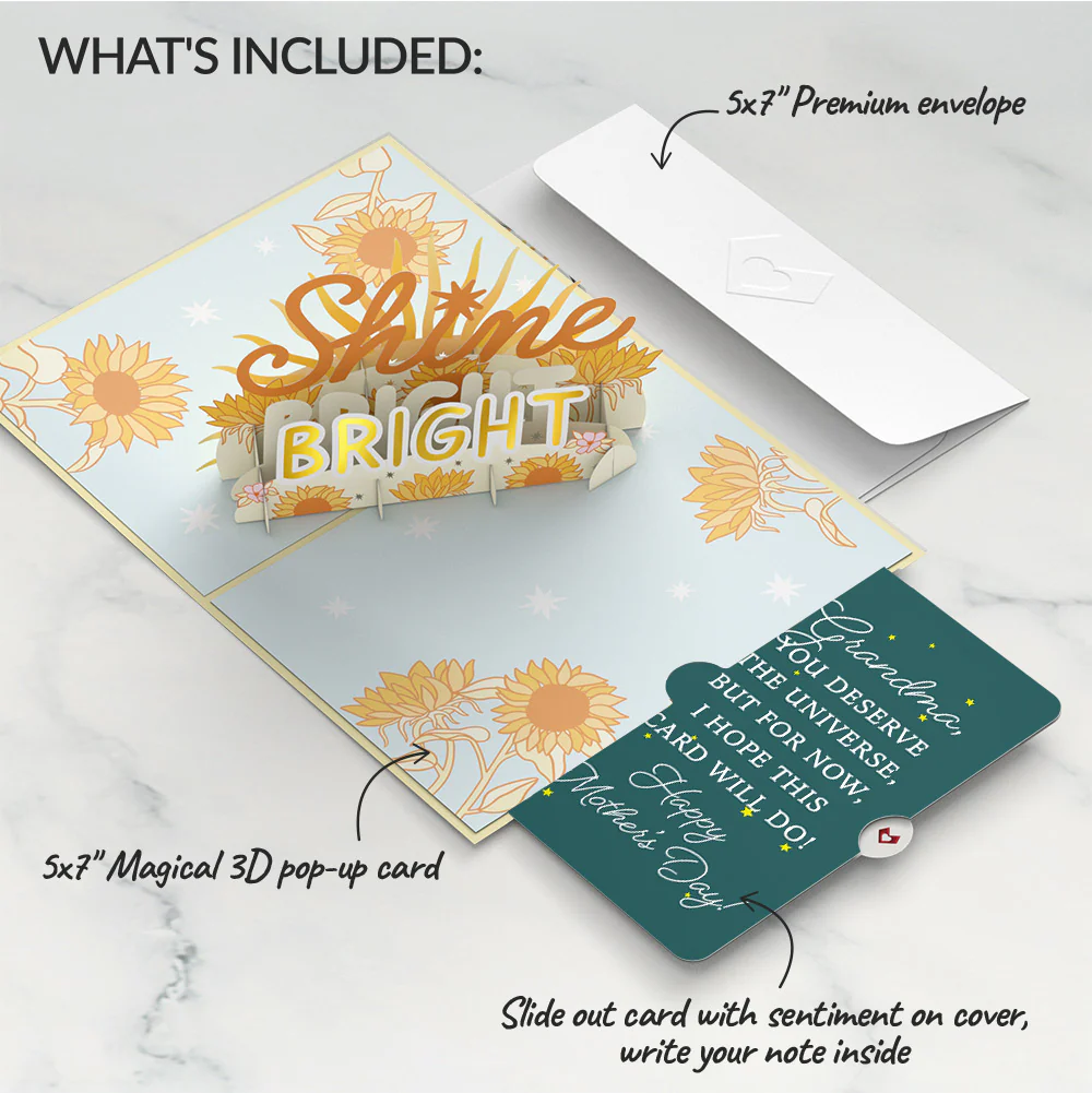 Shine Bright Mother's Day Pop-Up Card and Sentiment Set for Grandma - Image 2