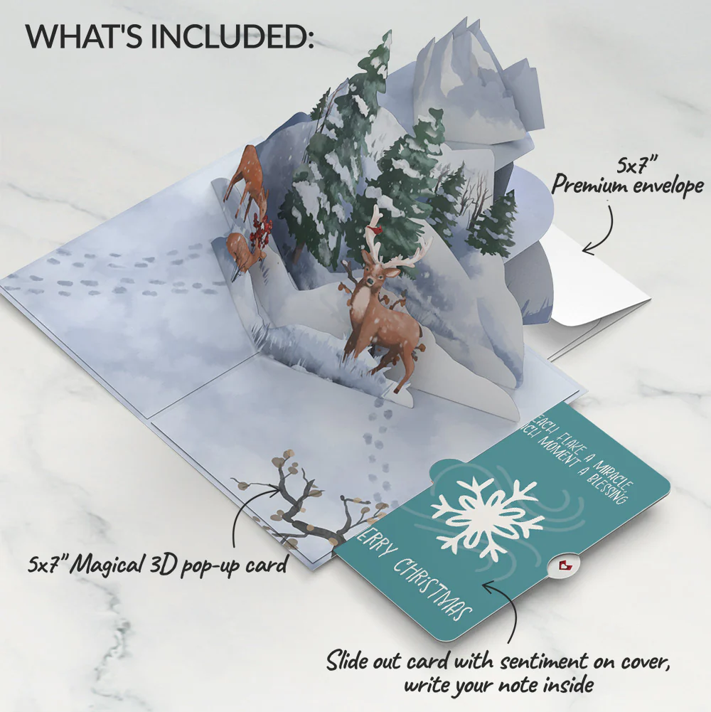 Snowfall's Hush Christmas Pop-Up Card and Snowflake Sentiment Set - Image 2