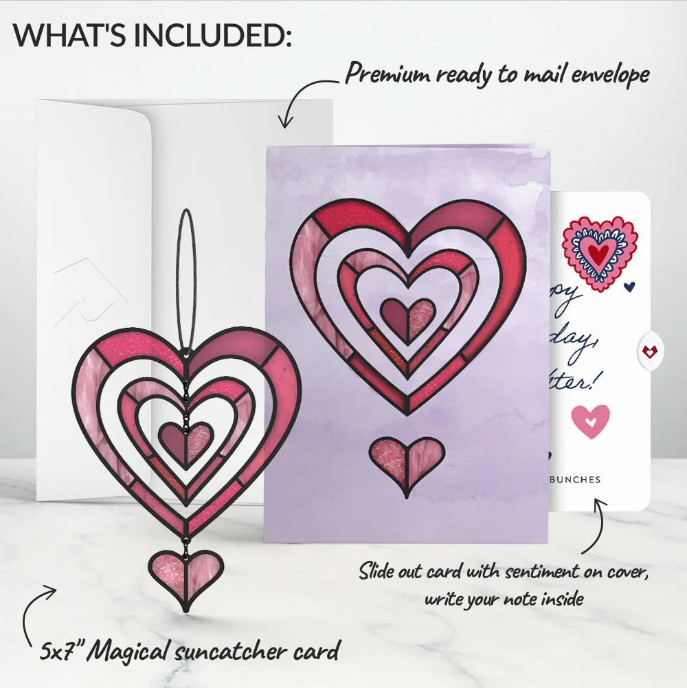 Spinning Heart Birthday Suncatcher Card and Sentiment Set for Daughter - Image 2
