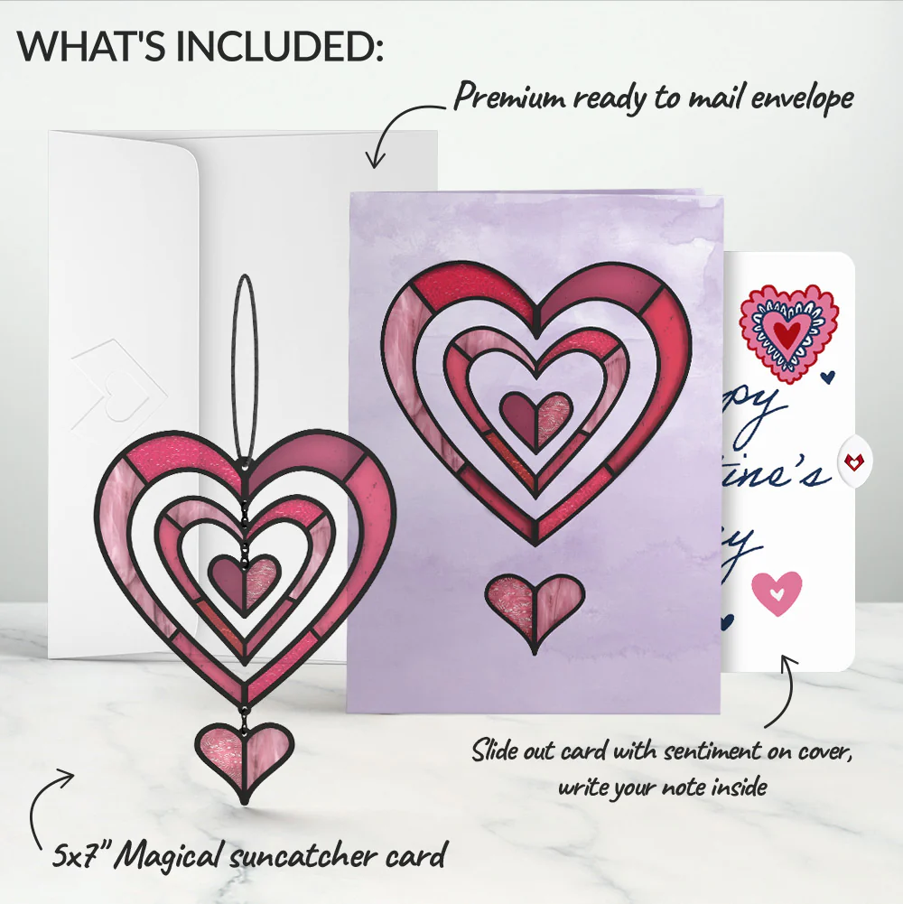 Spinning Heart Valentine Suncatcher Card and Sentiment Set - Image 2