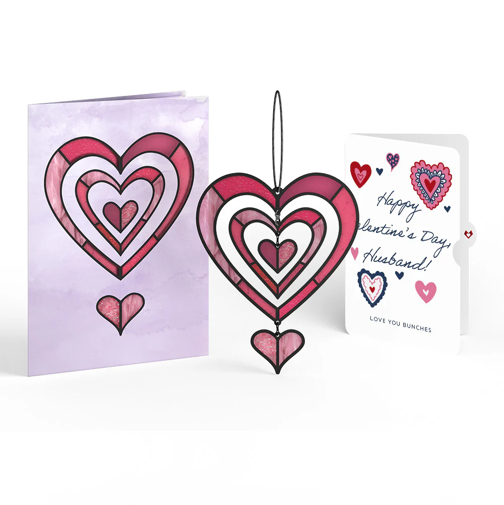 Spinning Heart Valentine Suncatcher Card and Sentiment Set for Husband