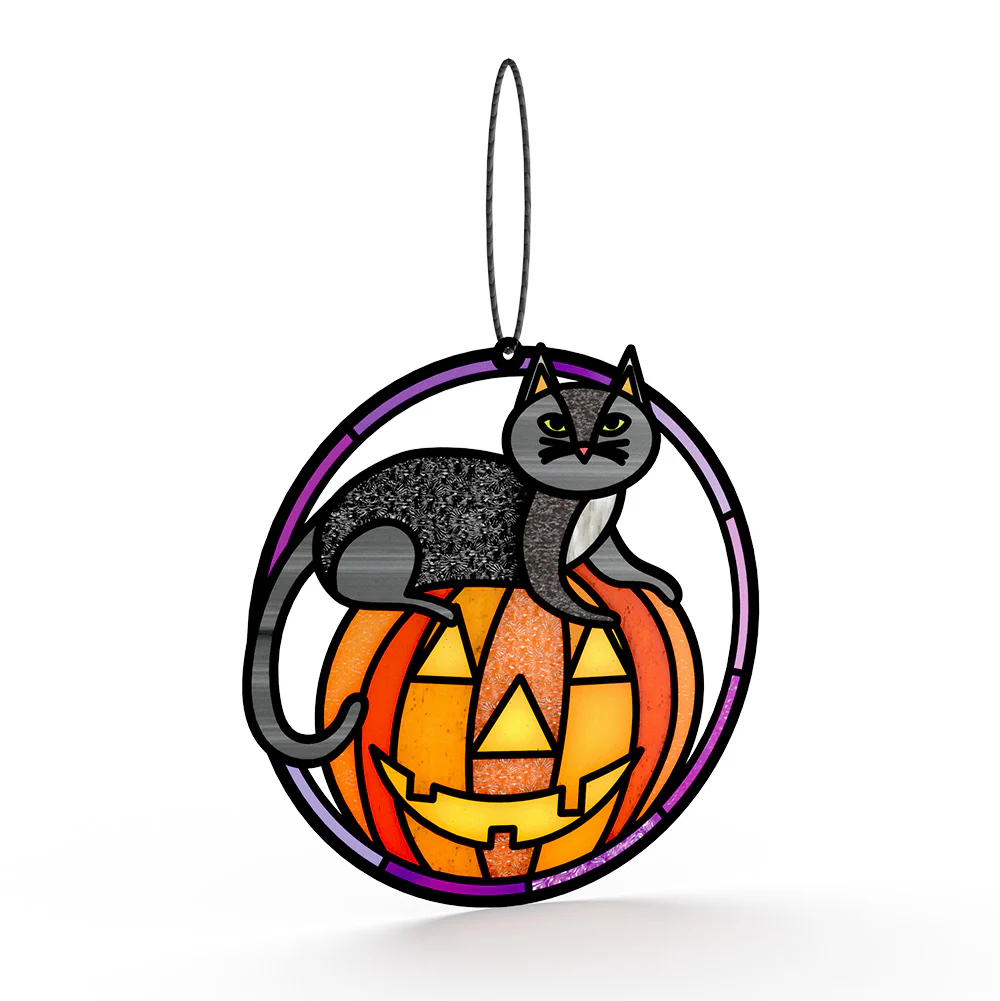 Spooky Vibes Halloween Cat Suncatcher Card and October Birthday Sentiment Set - Image 3