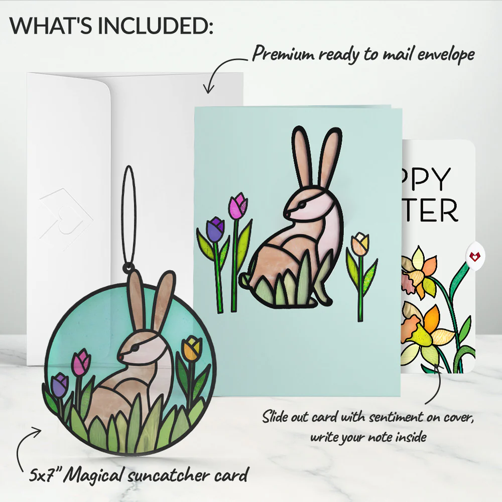 Springtime Bunny Easter Suncatcher Card and Sentiment Set - Image 2