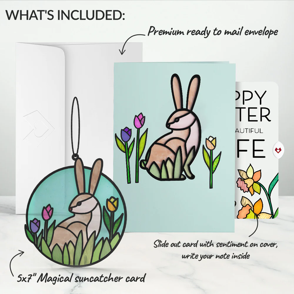 Springtime Bunny Easter Suncatcher Card and Sentiment Set for Wife - Image 2