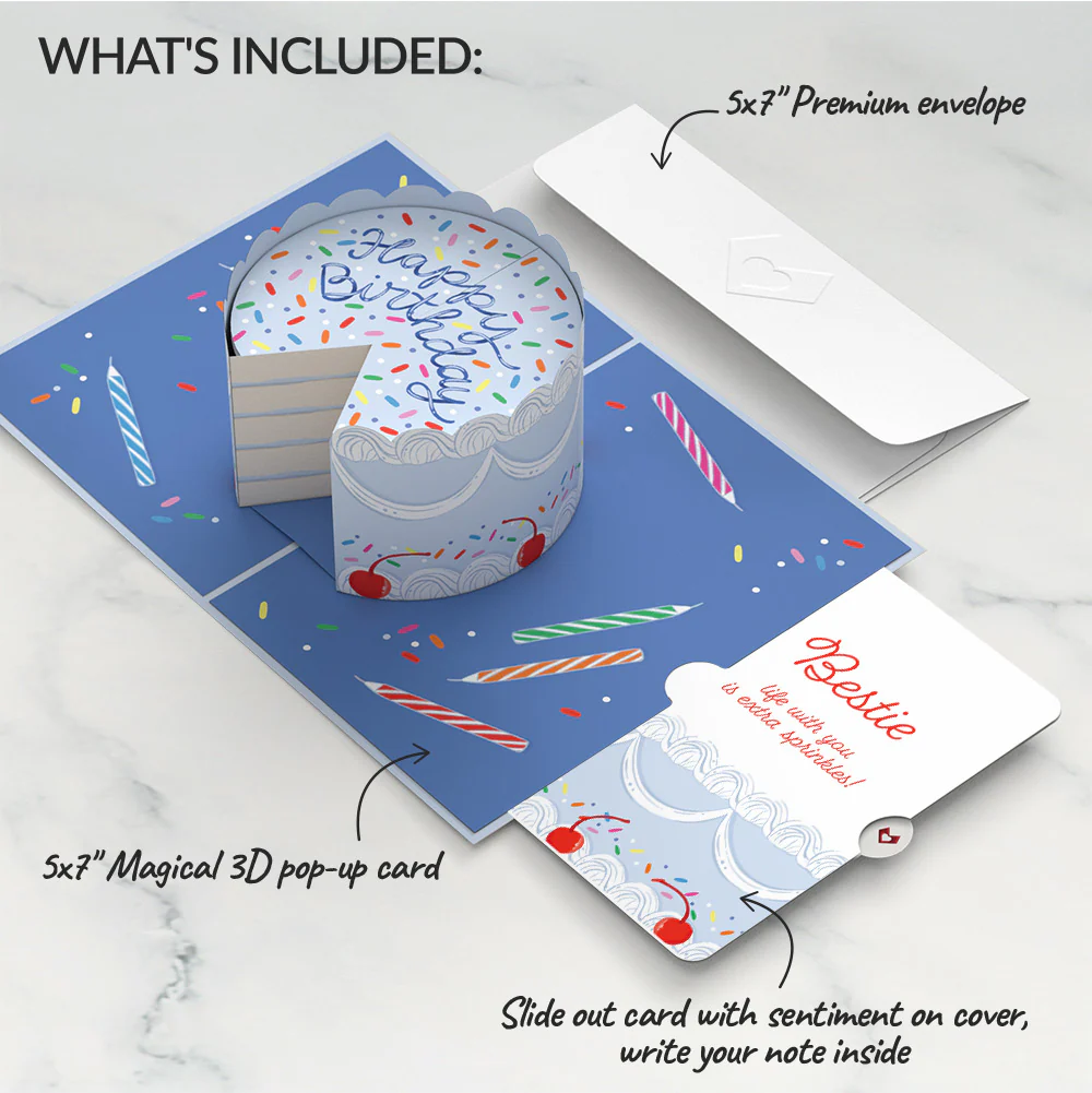 Sprinkled with Love Birthday Cake Pop-Up Card and Sentiment Set for Bestie - Image 2