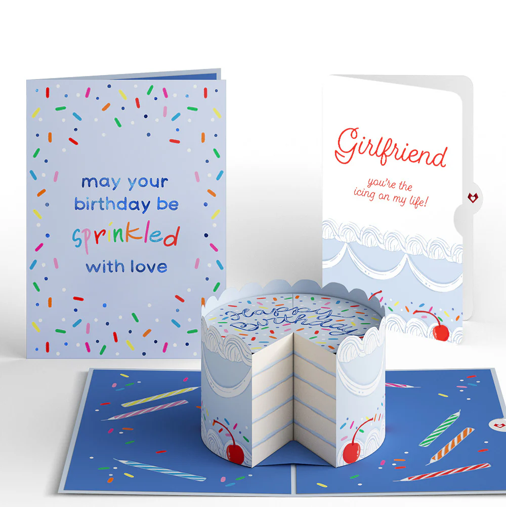Sprinkled with Love Birthday Cake Pop-Up Card and Sentiment Set for Girlfriend