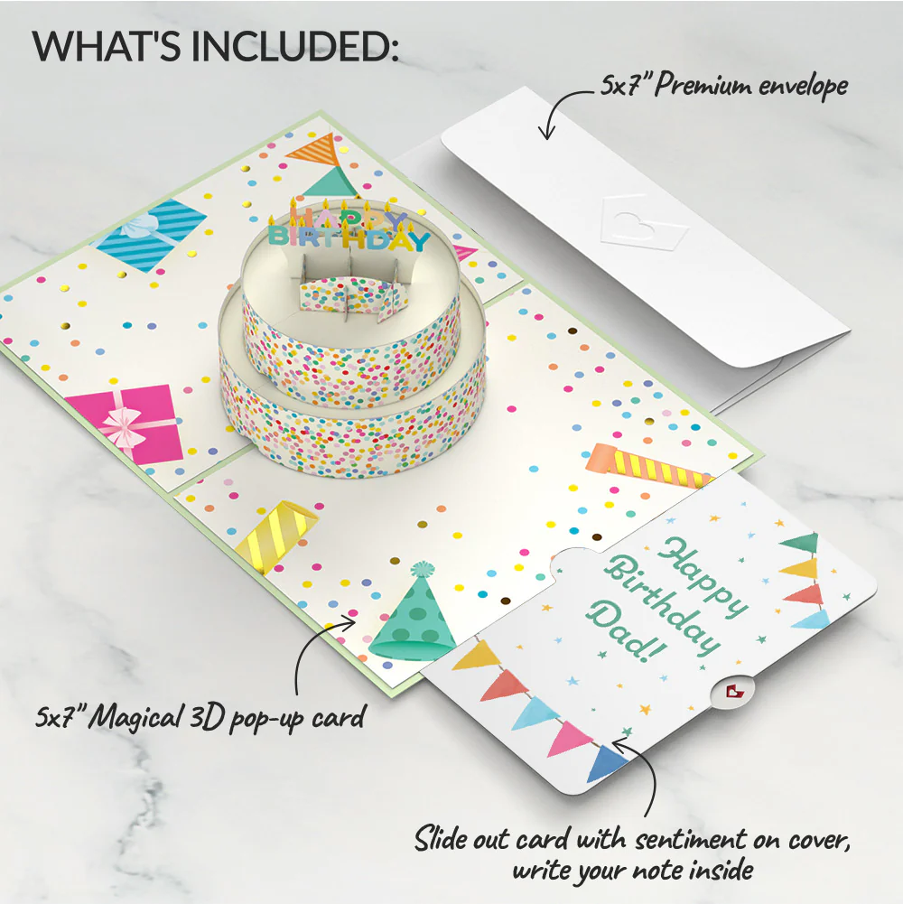 Sprinkles Birthday Cake Pop-Up Card and Sentiment Set for Dad - Image 2