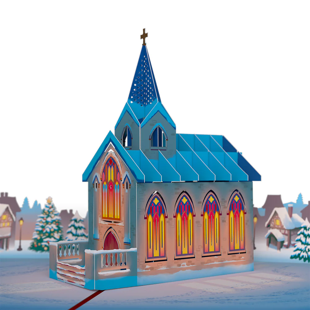 Stained Glass Christmas Chapel Pop-Up Card and Sentiment Set for Baby - Image 3