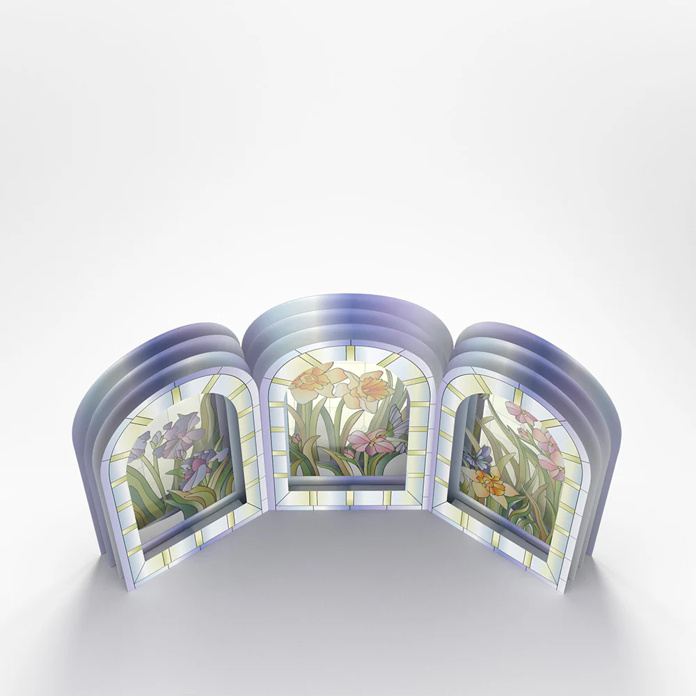 Stained Glass Floral Triptych Pop-Up Gift - Image 3