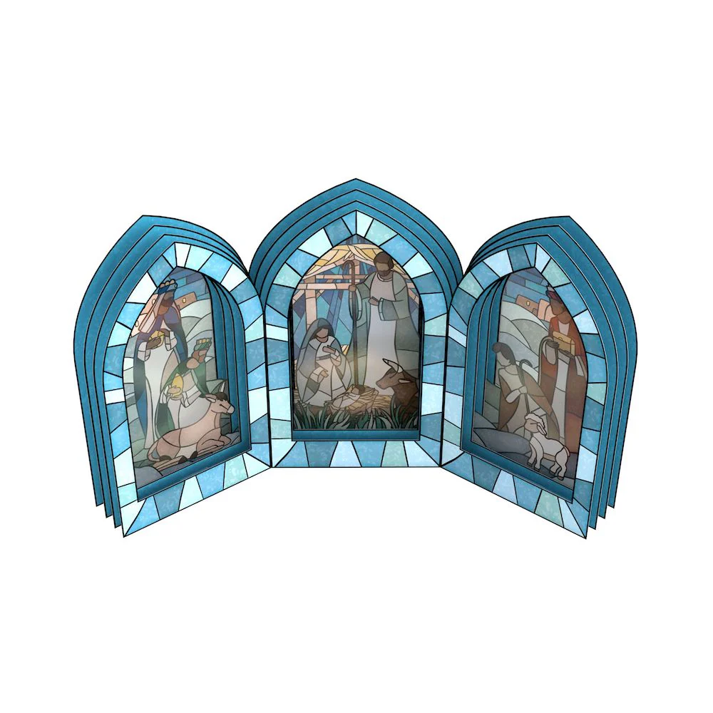 Stained Glass Nativity Windows Giant Pop-Up Gift - Image 2