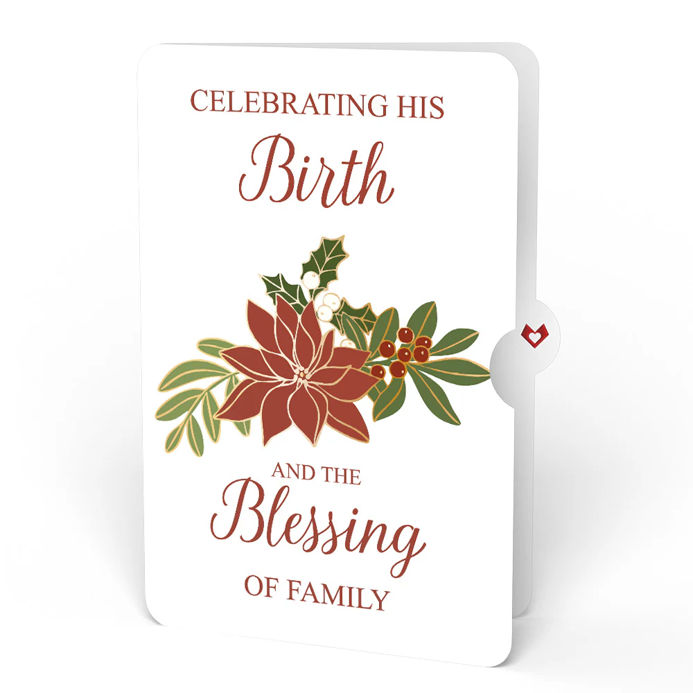 Stained Glass Winter Cardinal Pop-Up Gift and Poinsettia Blessing Christmas Sentiment Set - Image 4