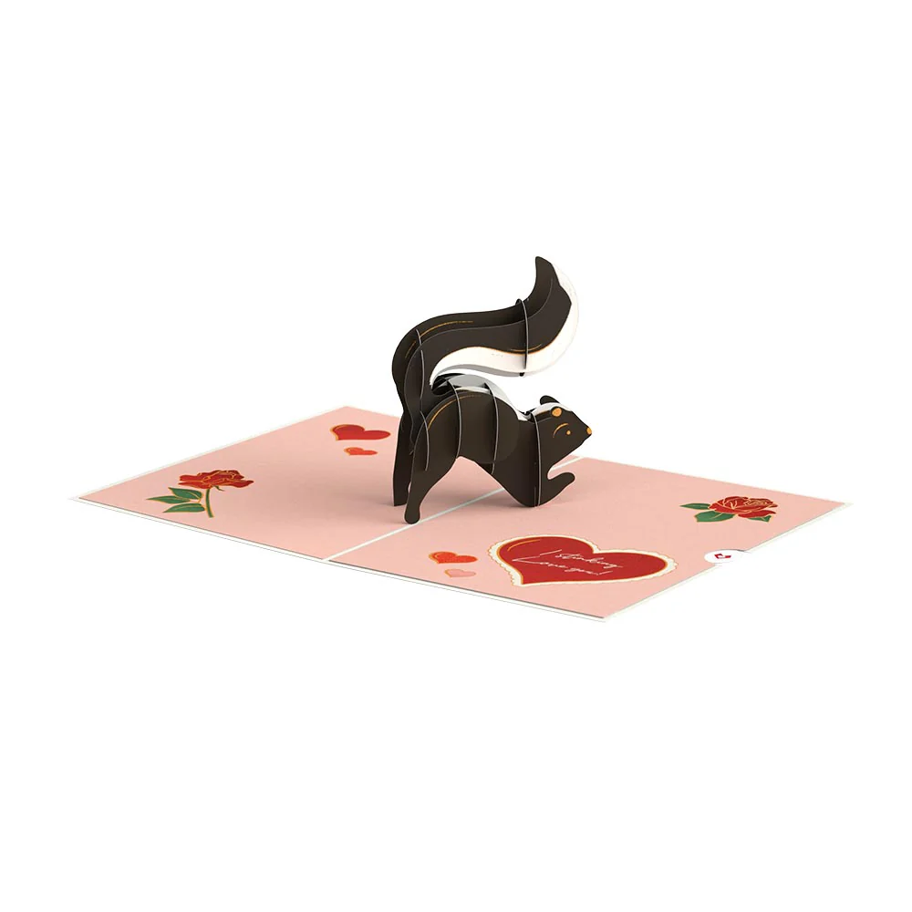 Stinking Love You Skunk Valentine Pop-Up Card - Image 3