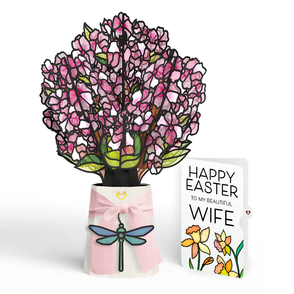Sun-dappled Cherry Blossom Easter Suncatcher Bouquet and Sentiment Set for Wife