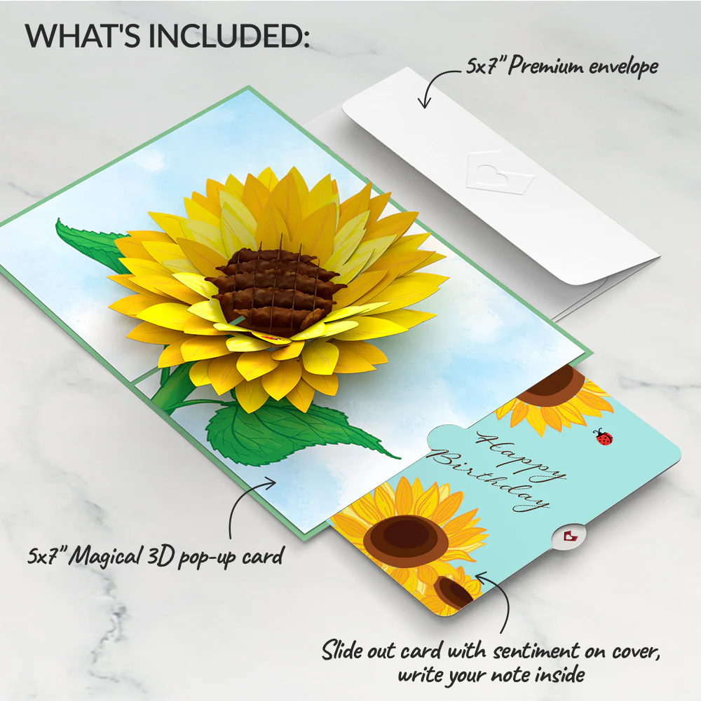 Sunflower Bloom Birthday Pop-Up Card and Sunflowers Sentiment Set - Image 2